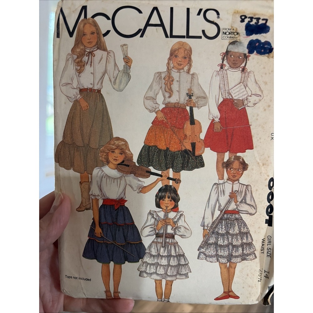 McCall's 8337 Vintage 80s Girls Skirt Sewing Pattern Uncut Size 14 Tiered Ruffle